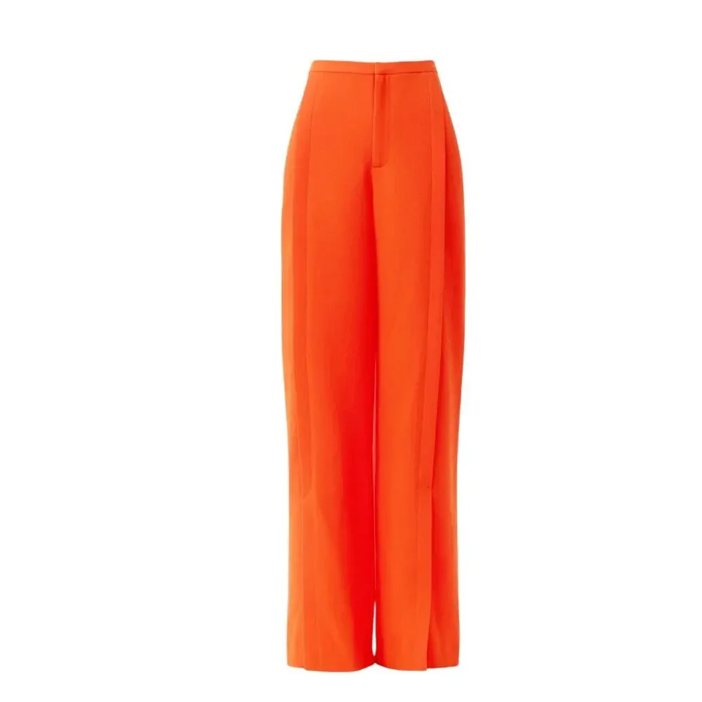 Rodebjer Orange Wide Leg Pant XS Trouser High Rise Split Hem Pleat Designer $345 - Picture 5 of 13